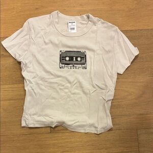 Tilly's Cream Crop Top with Cassette Graphic